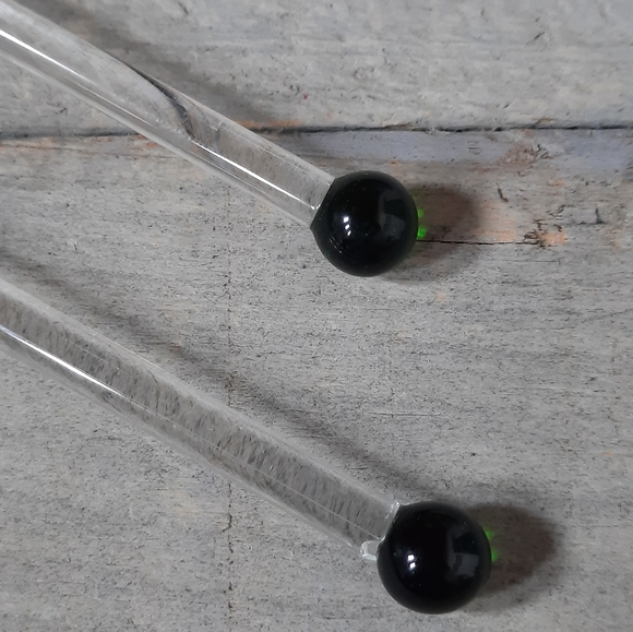 Vintage Hand Blown Art Glass Swizzle Stir Sticks Palm Trees Set of 2 - Picture 7 of 14